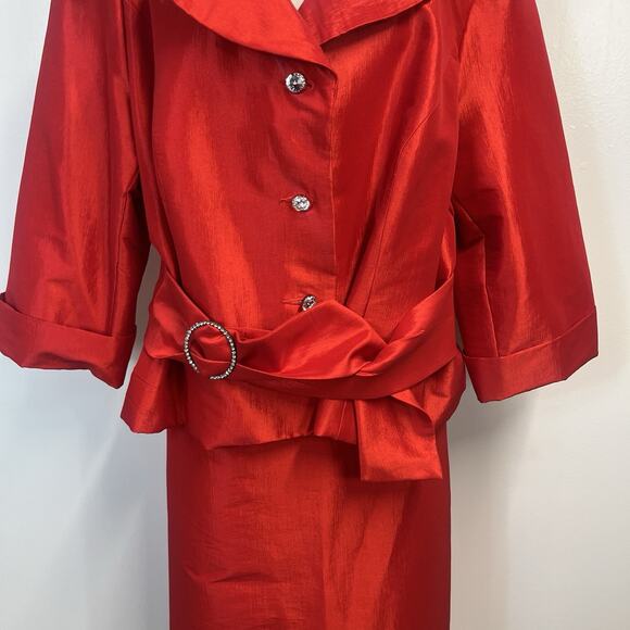 Nicolette Plus Size 24W Skirt Suit Women's Cherry Red Formal Evening Wedding - Picture 5 of 9